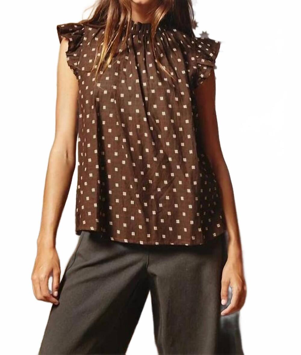 NEW BUCKETLIST cecilia ruffle blouse top in brown
